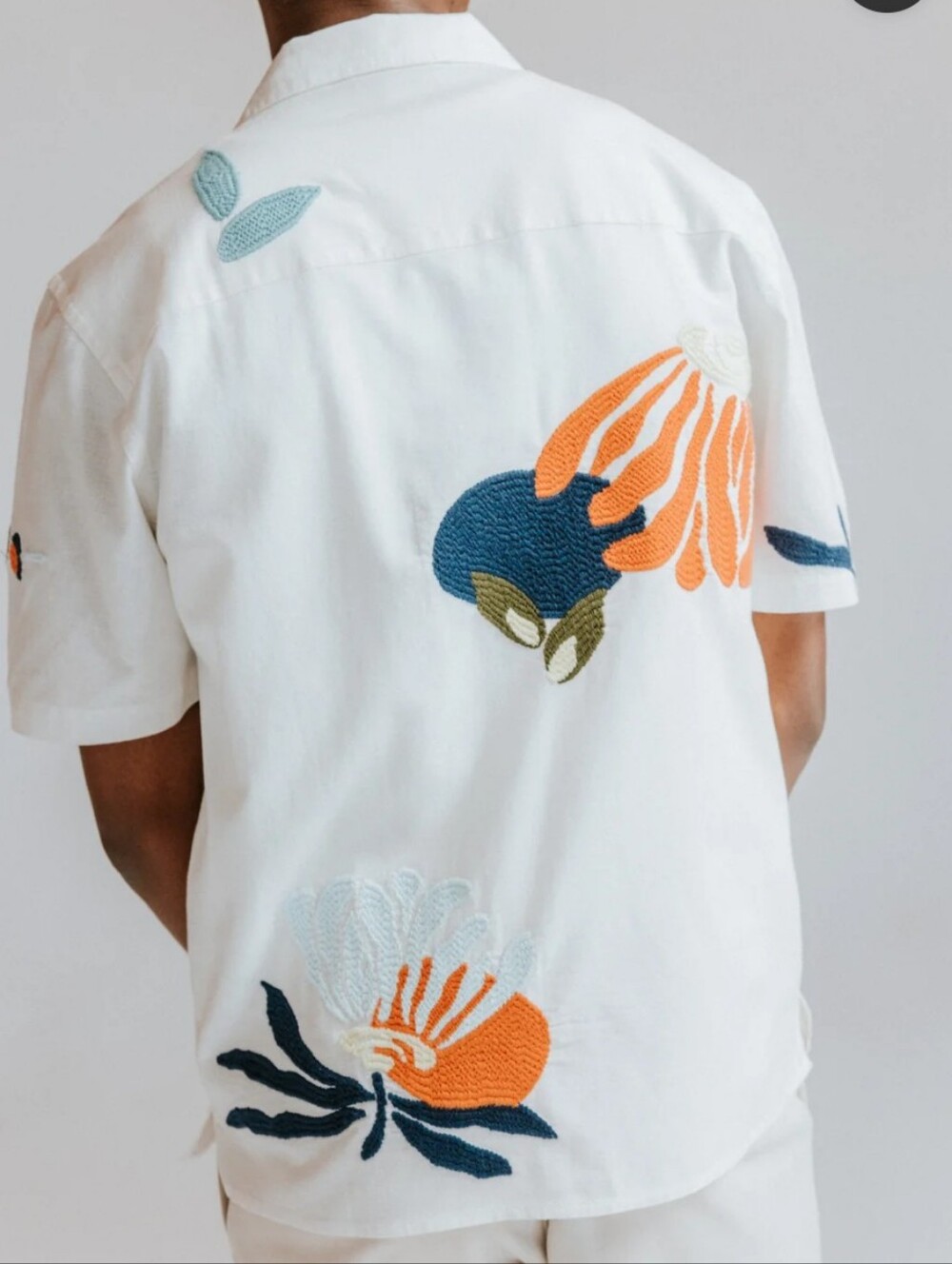 Wax London Ecru Short-Sleeve Embroidered Flower Shirt - Picture 2 of 7
